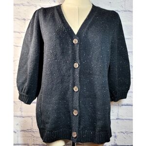 J. Jill Black Button-Up Cardigan